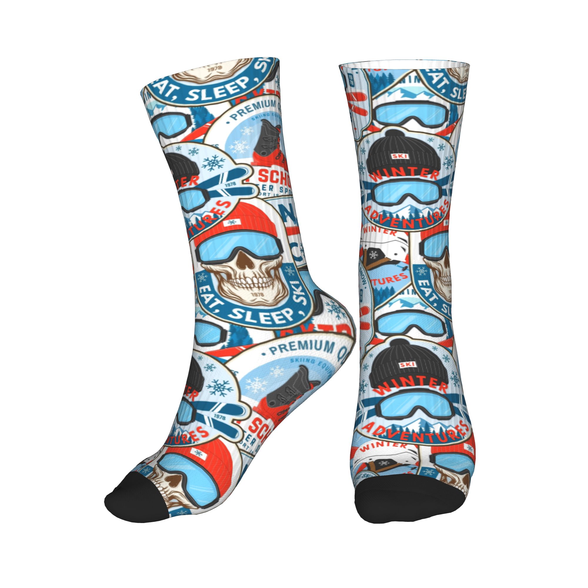 Dress Sock Men - Skarpetki Vintage Red Blue Ski Club