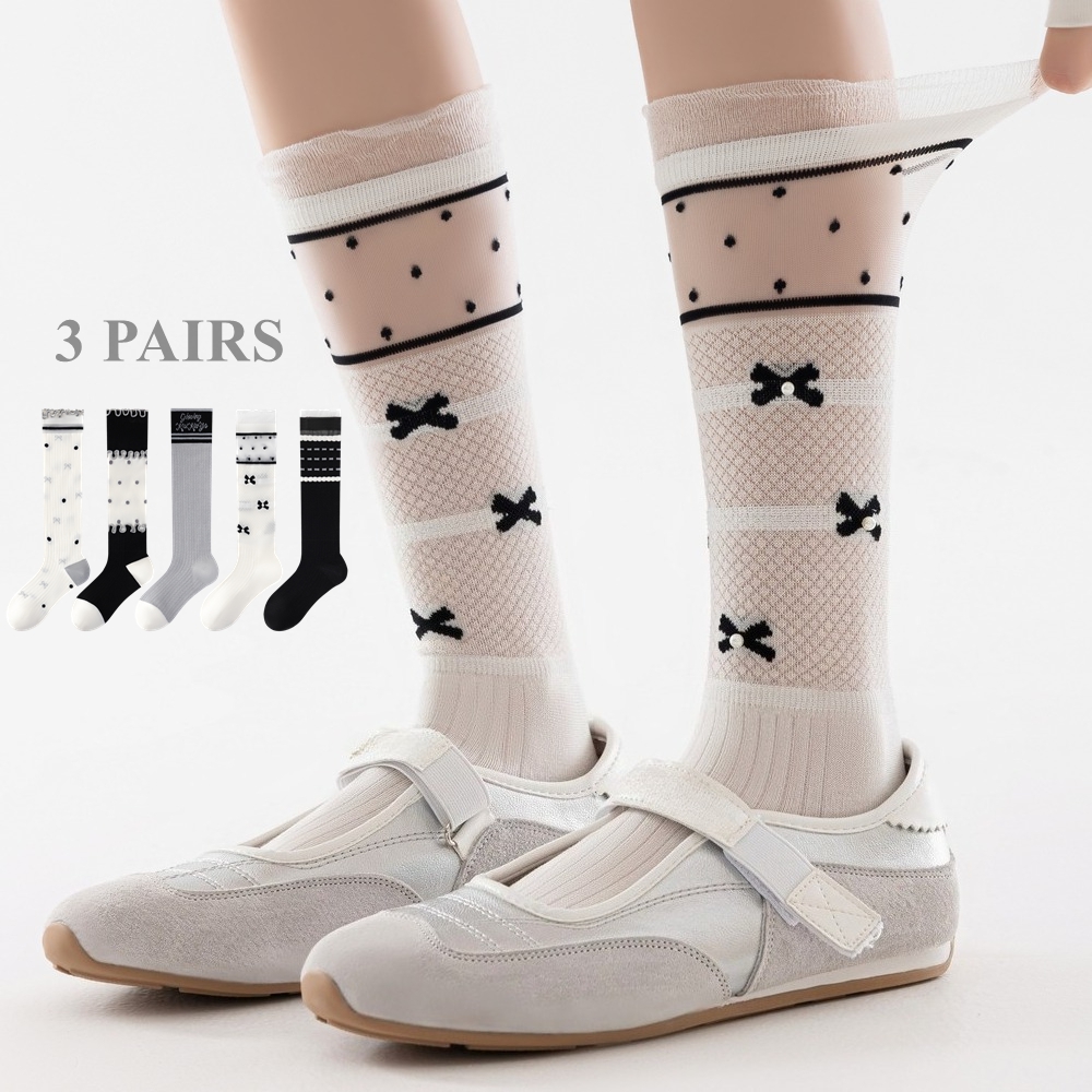 Silk Sock Bamboo - 3 Pary Uroczych Damskich Skarpetek Letnich