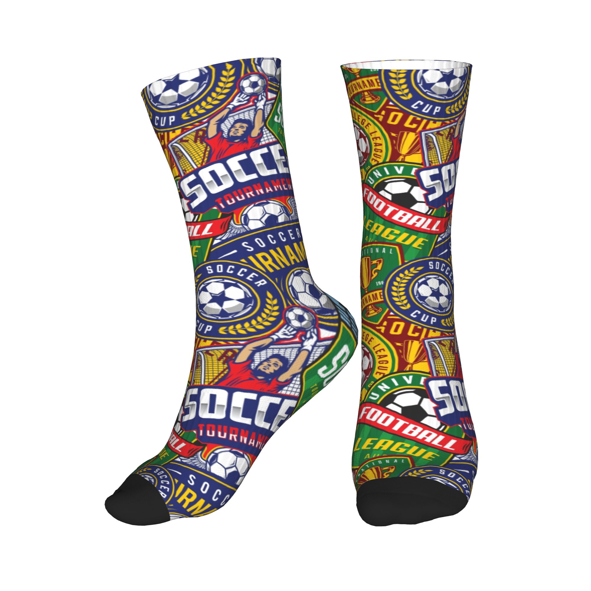 Dress Sock Men - Retro Skarpetki Piłkarskie Zielono-Czerwone Sportowe Bezszwowe